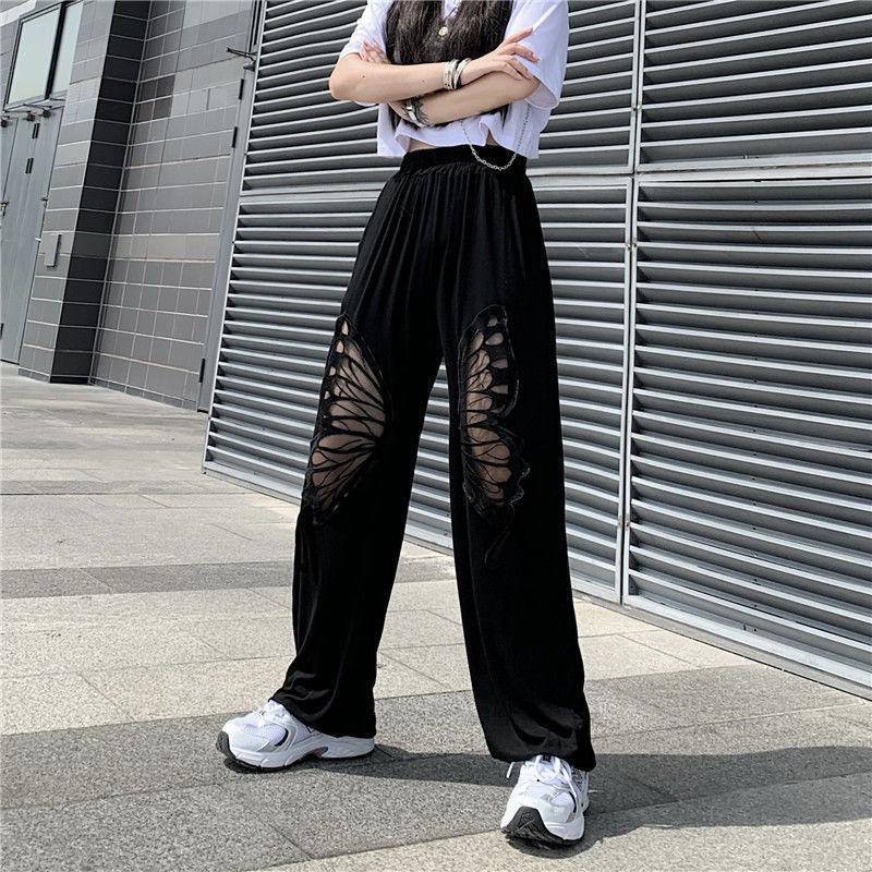 Elasticated Waist Butterfly Cut-Out Pants - KAYSMAR