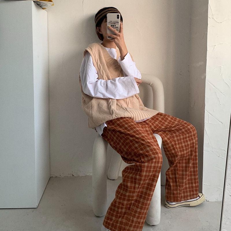 Elasticated Waist Checkered Sweatpants - KAYSMAR