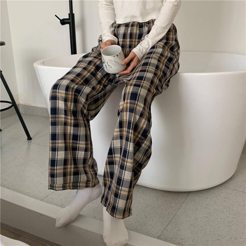 Elasticated Waist Checkered Sweatpants - KAYSMAR