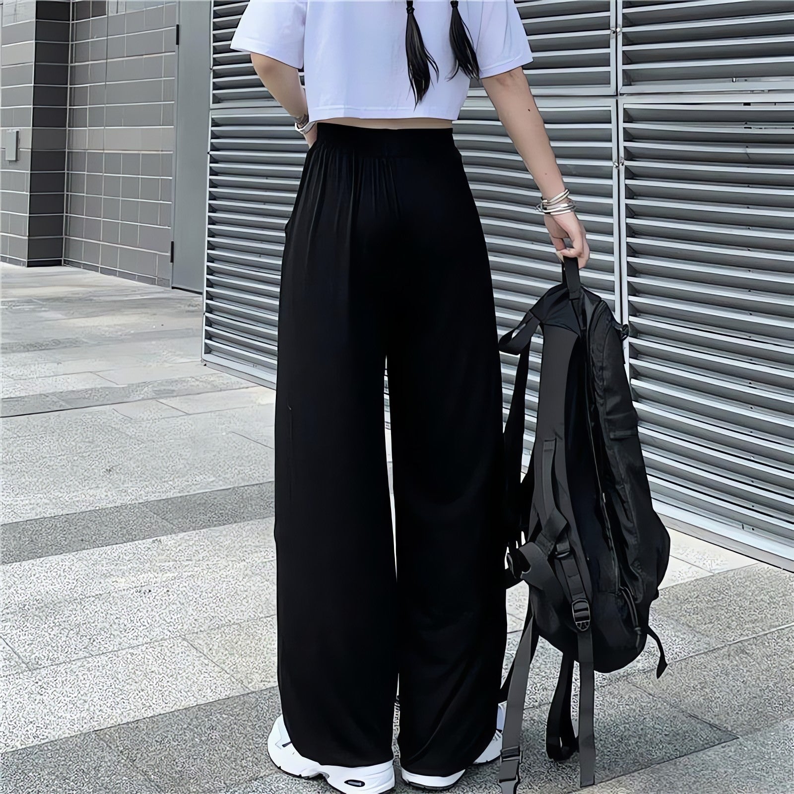 Elasticated Waist Butterfly Cut-Out Pants - KAYSMAR