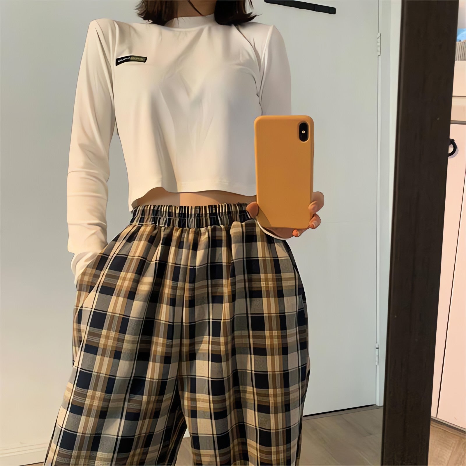 Elasticated Waist Checkered Sweatpants - KAYSMAR