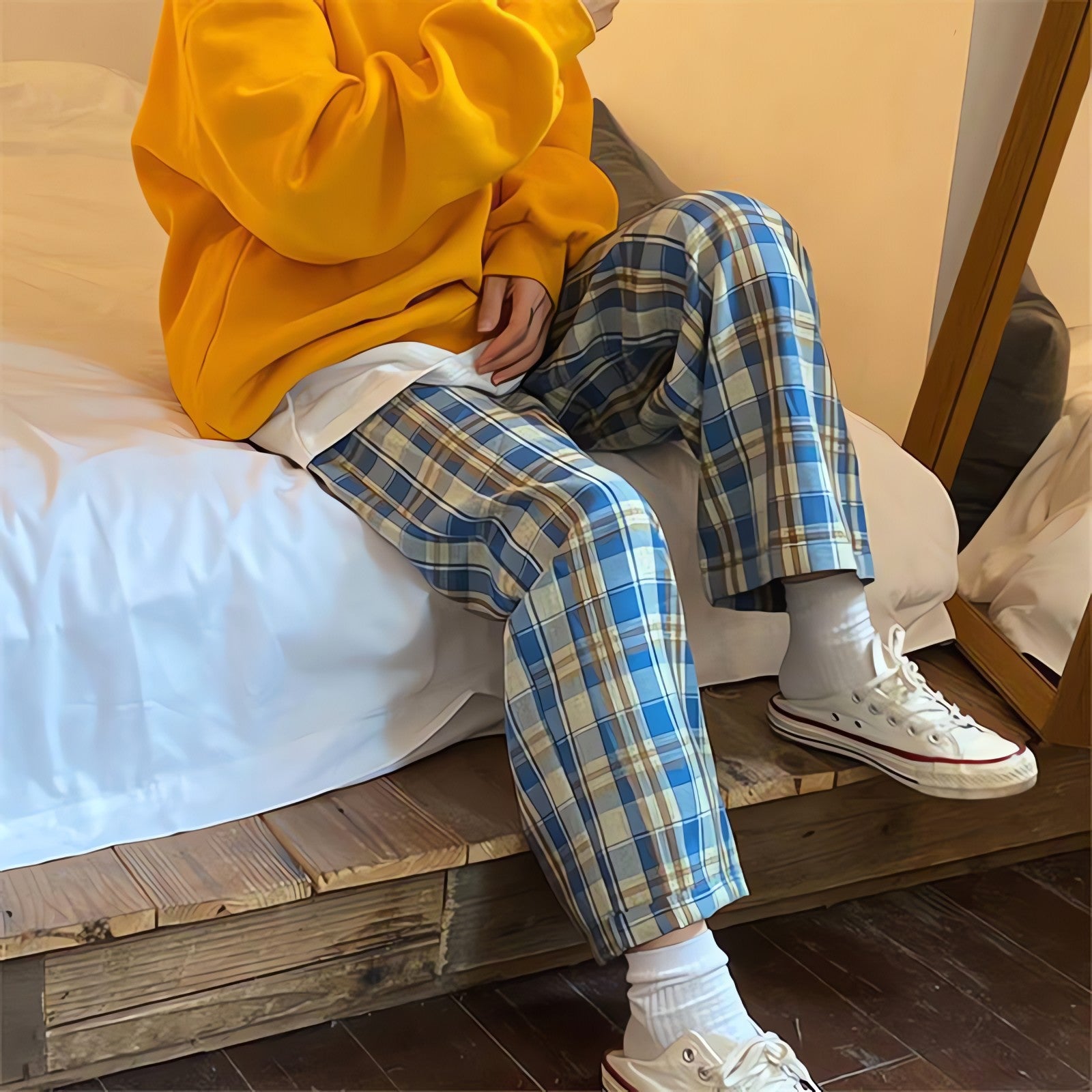 Elasticated Waist Checkered Sweatpants - KAYSMAR