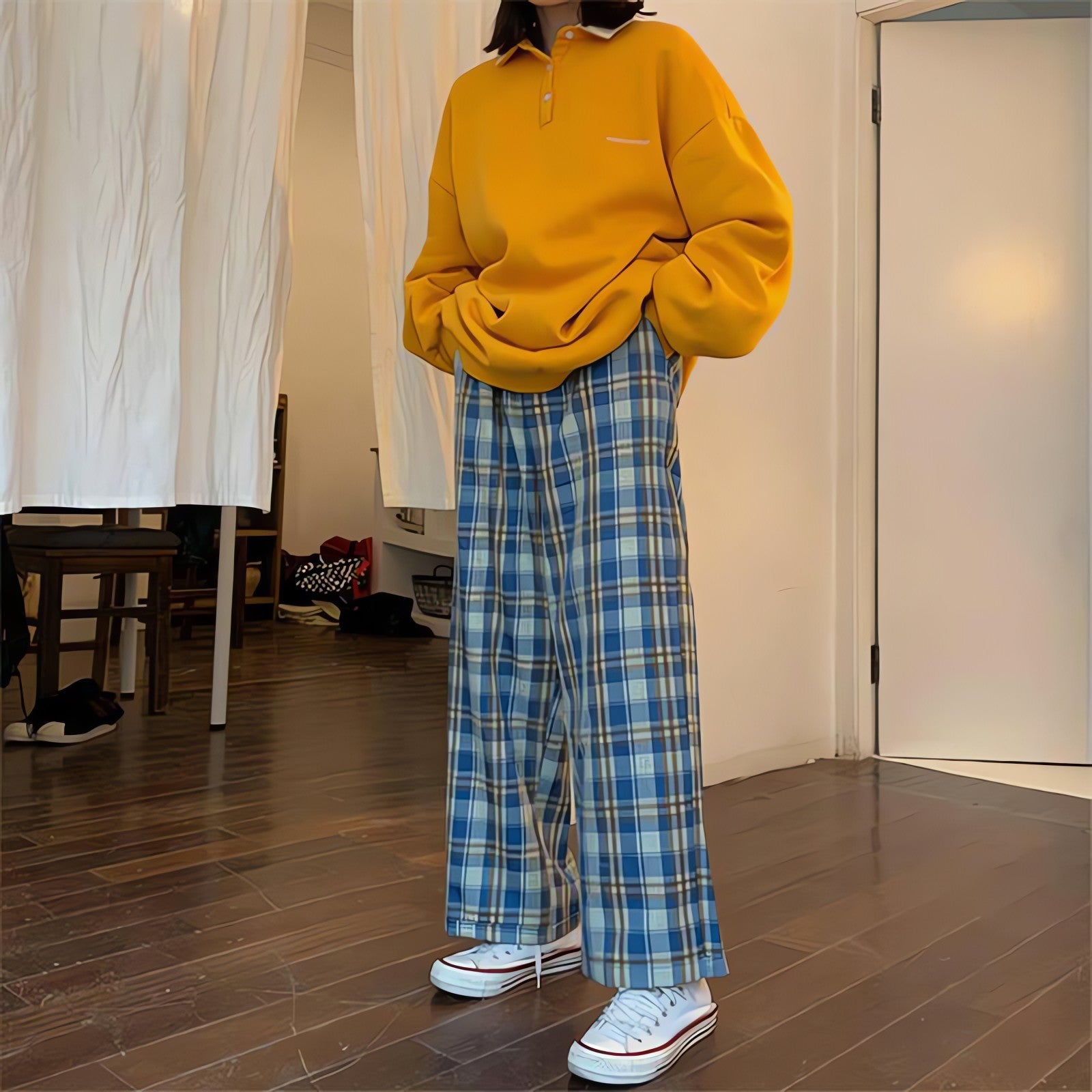 Elasticated Waist Checkered Sweatpants - KAYSMAR