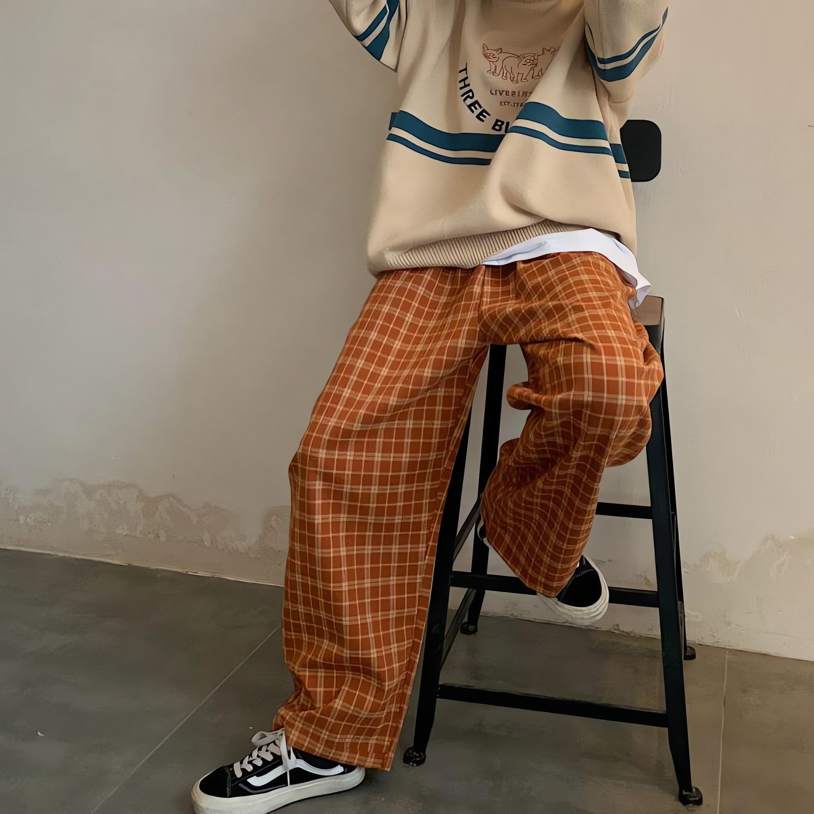 Elasticated Waist Checkered Sweatpants - KAYSMAR