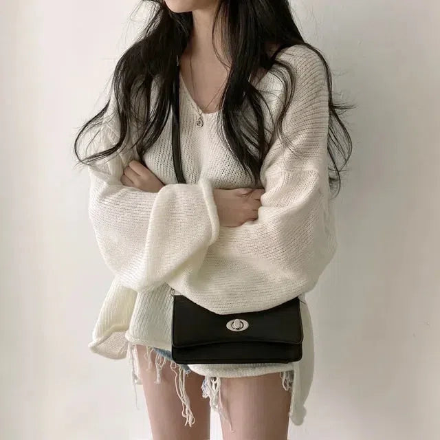 Extra Long Sleeve Loose Sweater - KAYSMAR