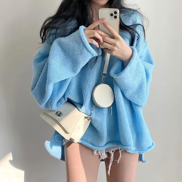 Extra Long Sleeve Loose Sweater - KAYSMAR