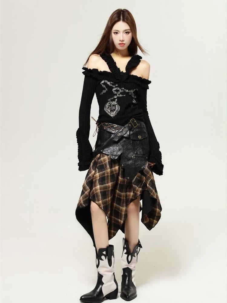 Fairy Grunge Cut Out Shoulder Top - KAYSMAR