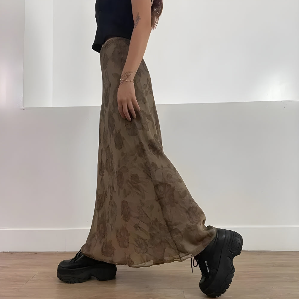 Fairy Grunge Floral Maxi Skirt - KAYSMAR