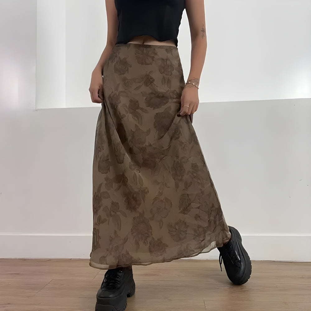 Fairy Grunge Floral Maxi Skirt - KAYSMAR