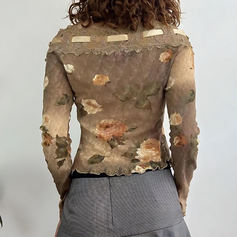 Fairy Grunge Floral Off Shoulder Lace Top - KAYSMAR