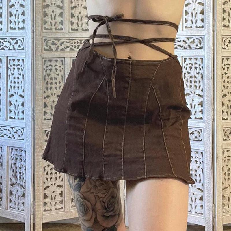 Fairy Grunge Lace Up Mini Skort - KAYSMAR