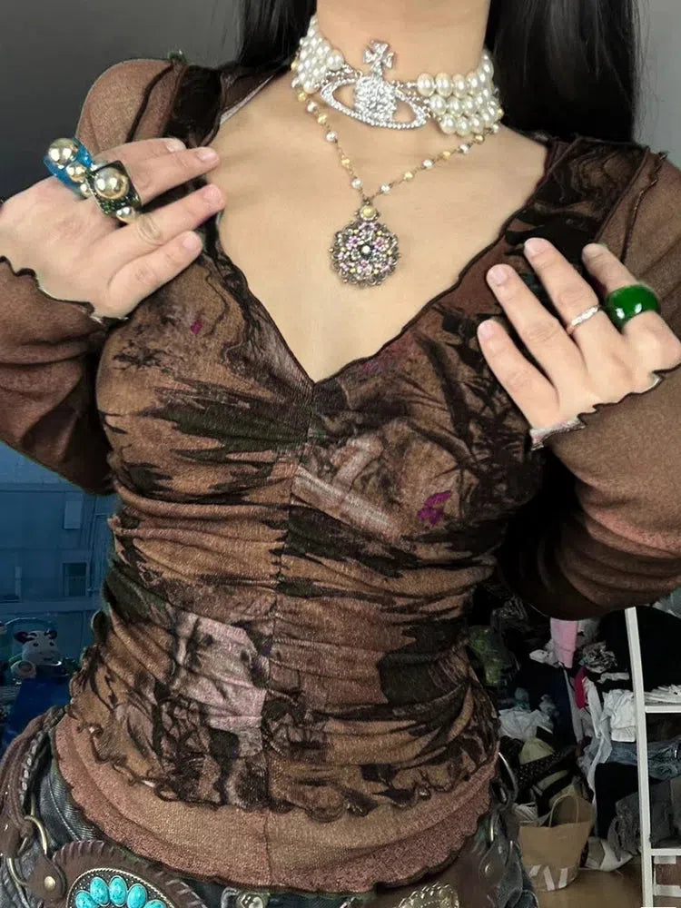Fairy Grunge Mesh Sheer Top - KAYSMAR