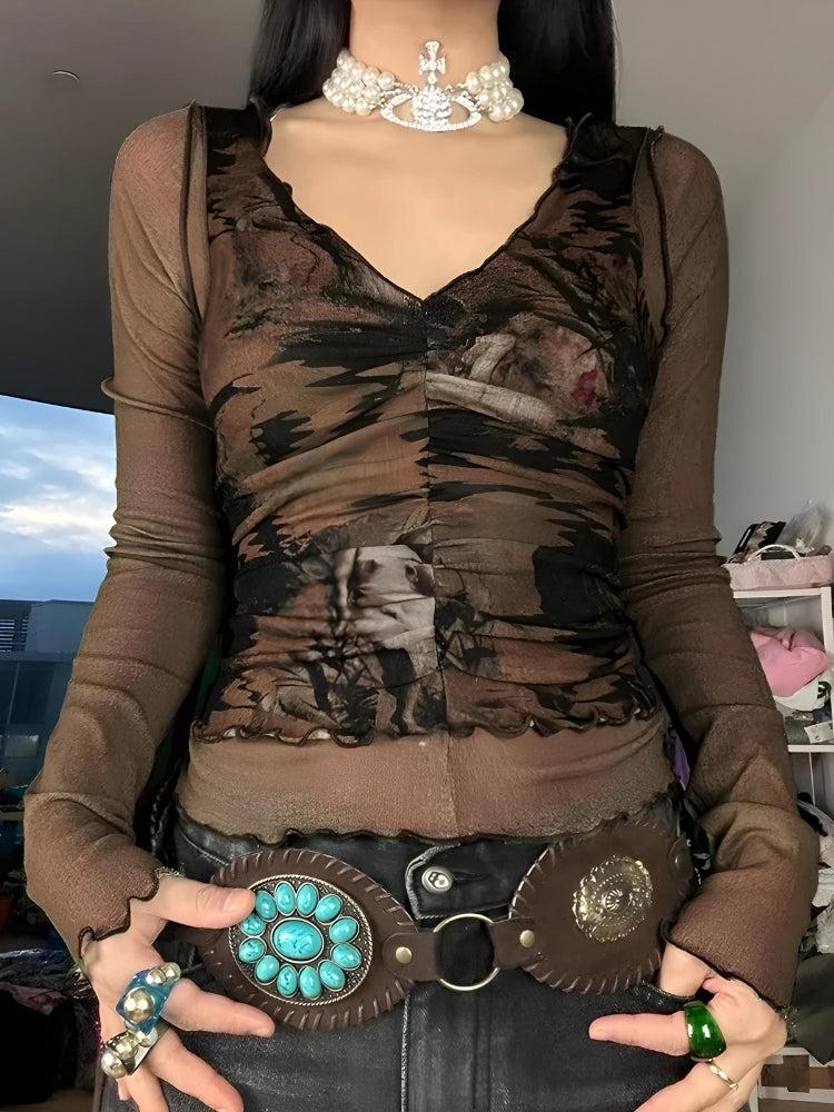 Fairy Grunge Mesh Sheer Top - KAYSMAR
