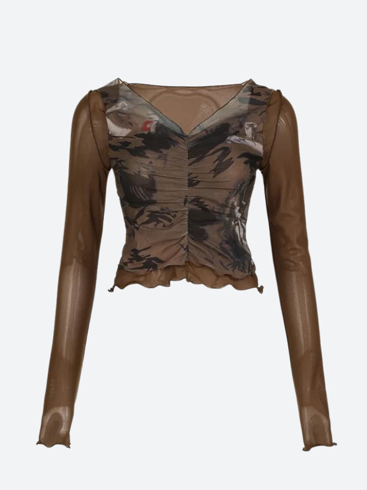Fairy Grunge Mesh Sheer Top - KAYSMAR