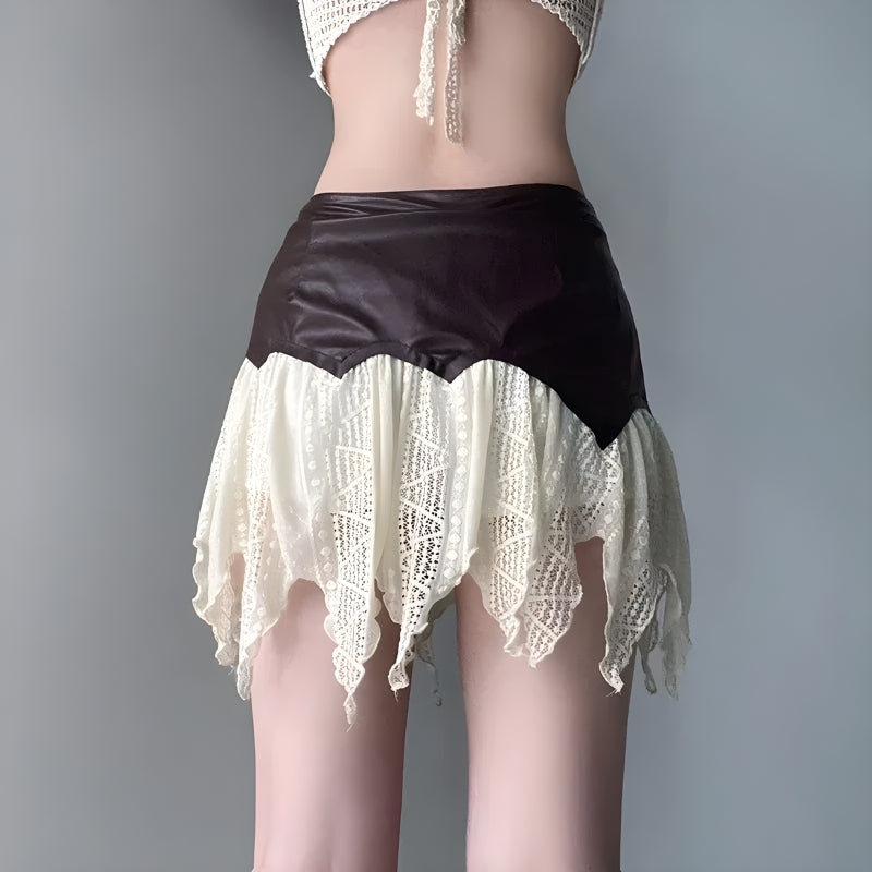 Fairy Grunge Patchwork Lace Mini Skirt - KAYSMAR