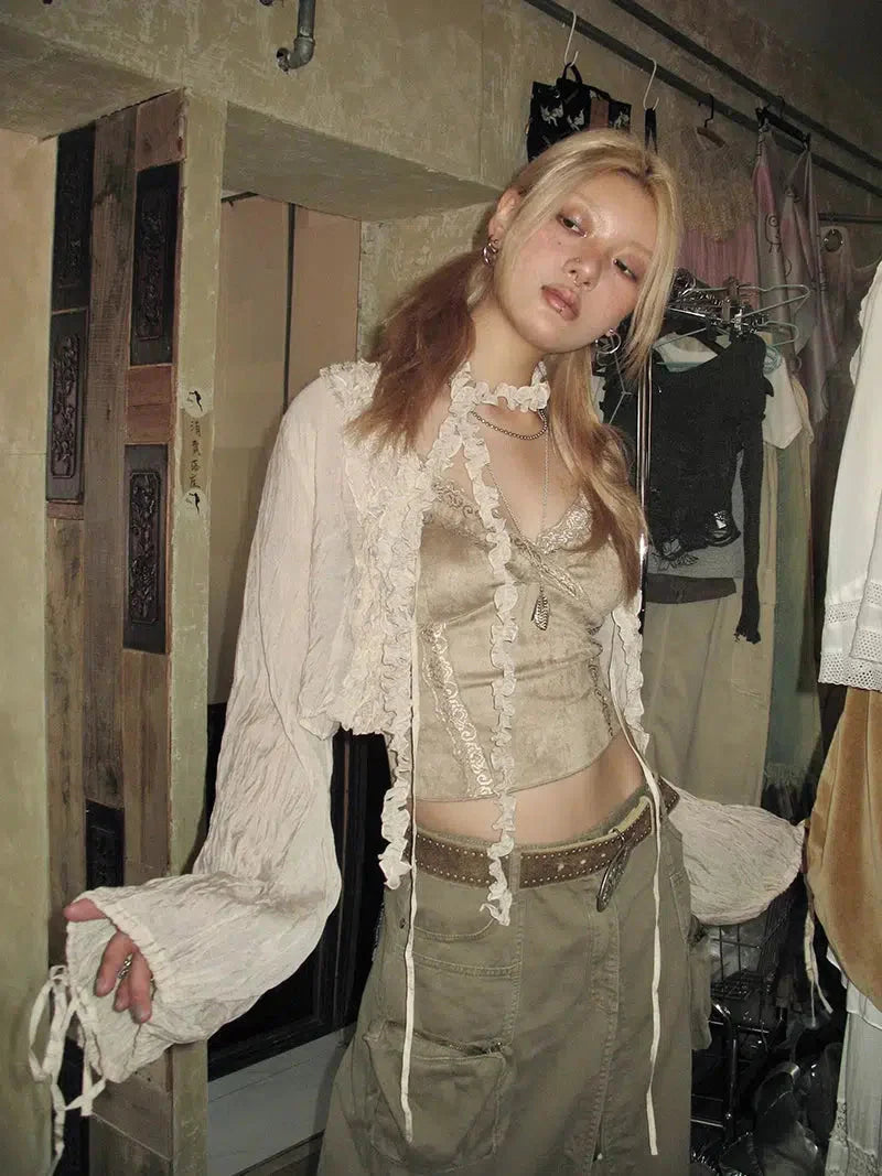 Fairy Grunge Ruffled Crop Cardigan - KAYSMAR