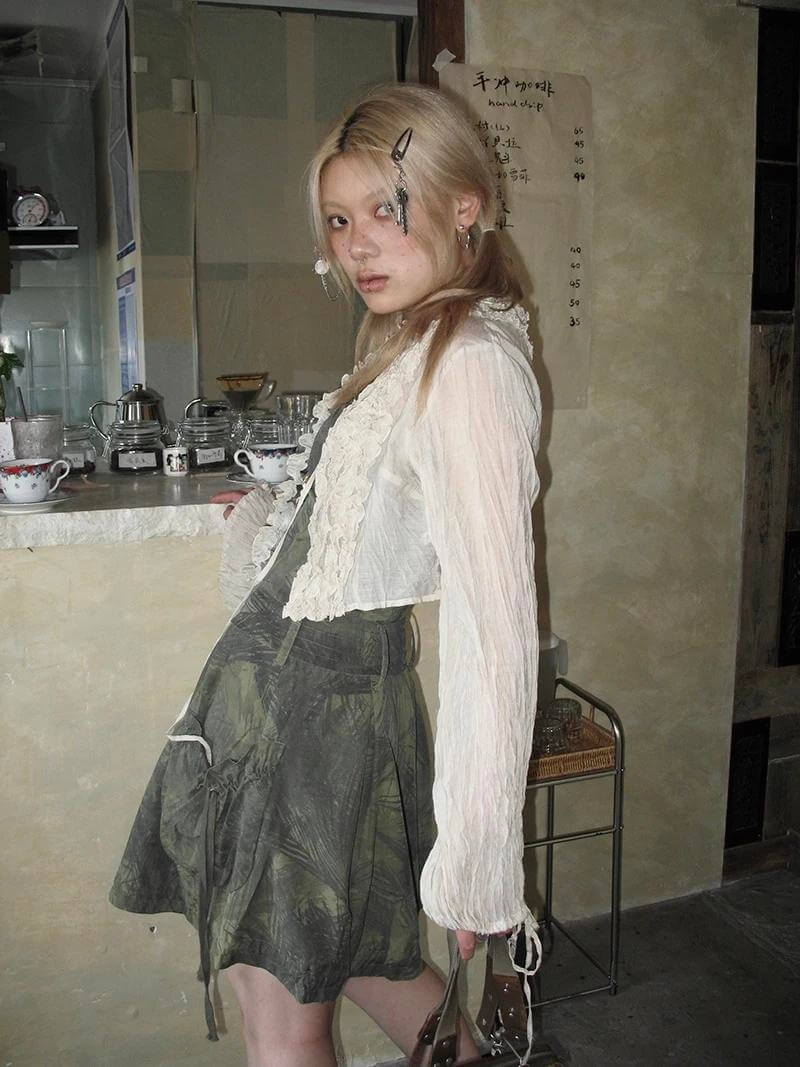 Fairy Grunge Ruffled Crop Cardigan - KAYSMAR