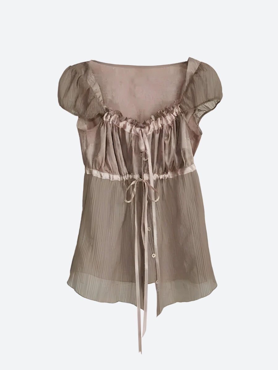 Fairy Grunge Sheer Ruched Top - KAYSMAR