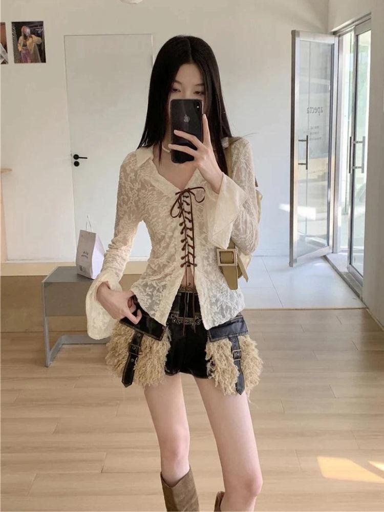 Fairy Grunge Transparent Lace Blouse - KAYSMAR