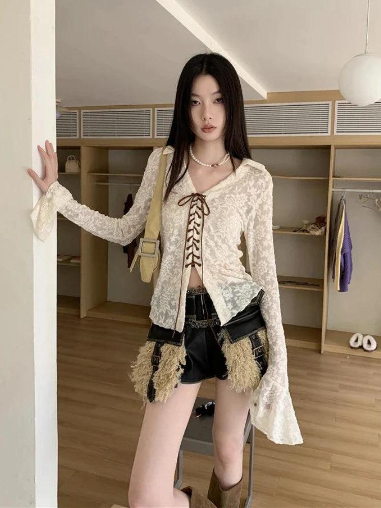 Fairy Grunge Transparent Lace Blouse - KAYSMAR