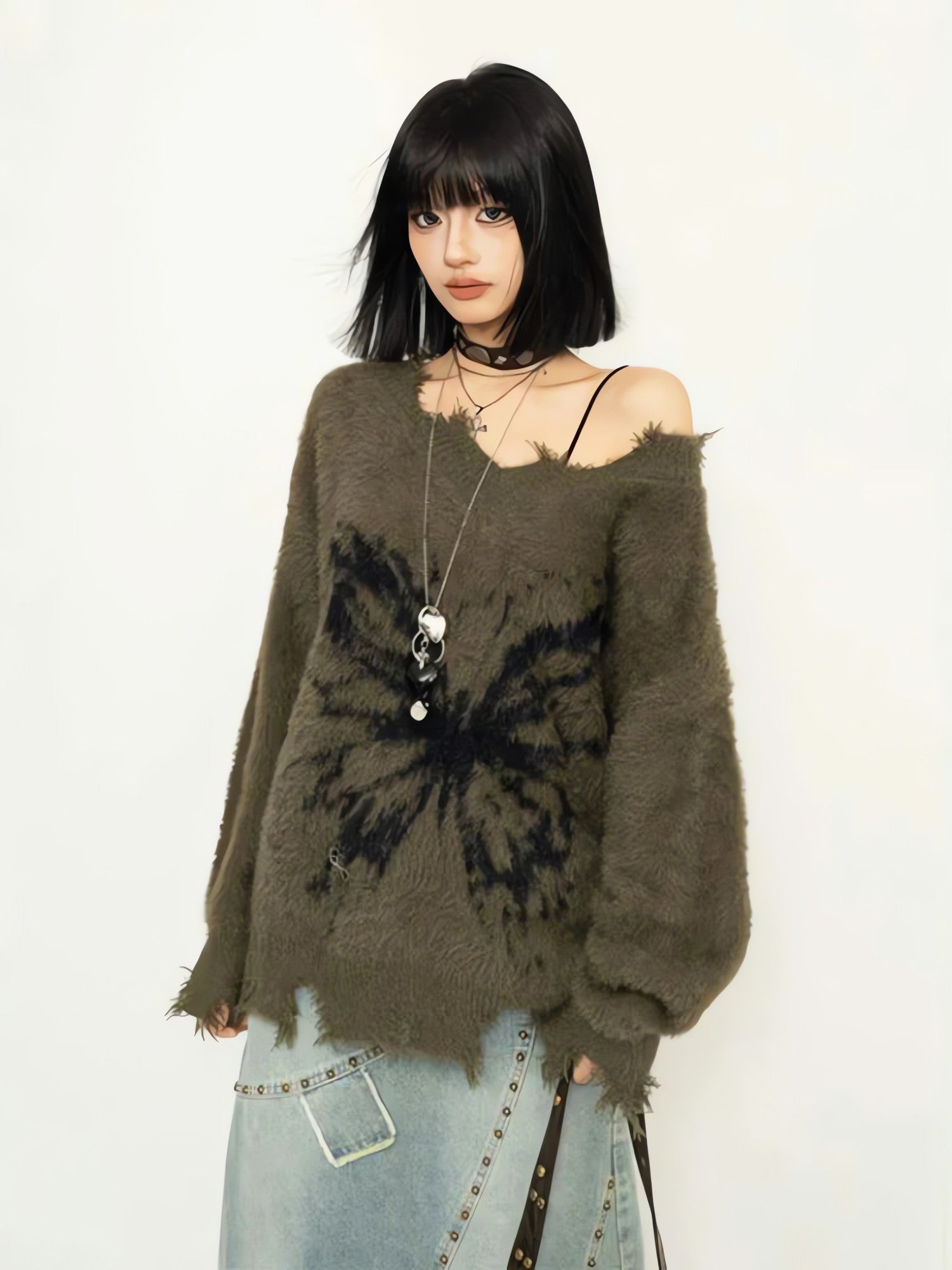 Fairy Grunge Butterfly Fluffy Sweater - KAYSMAR