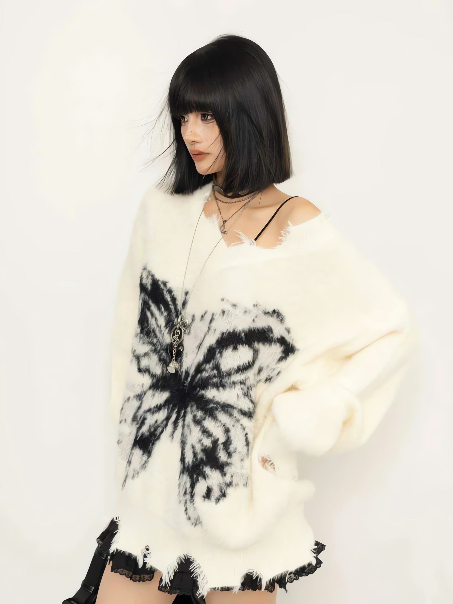 Fairy Grunge Butterfly Fluffy Sweater - KAYSMAR