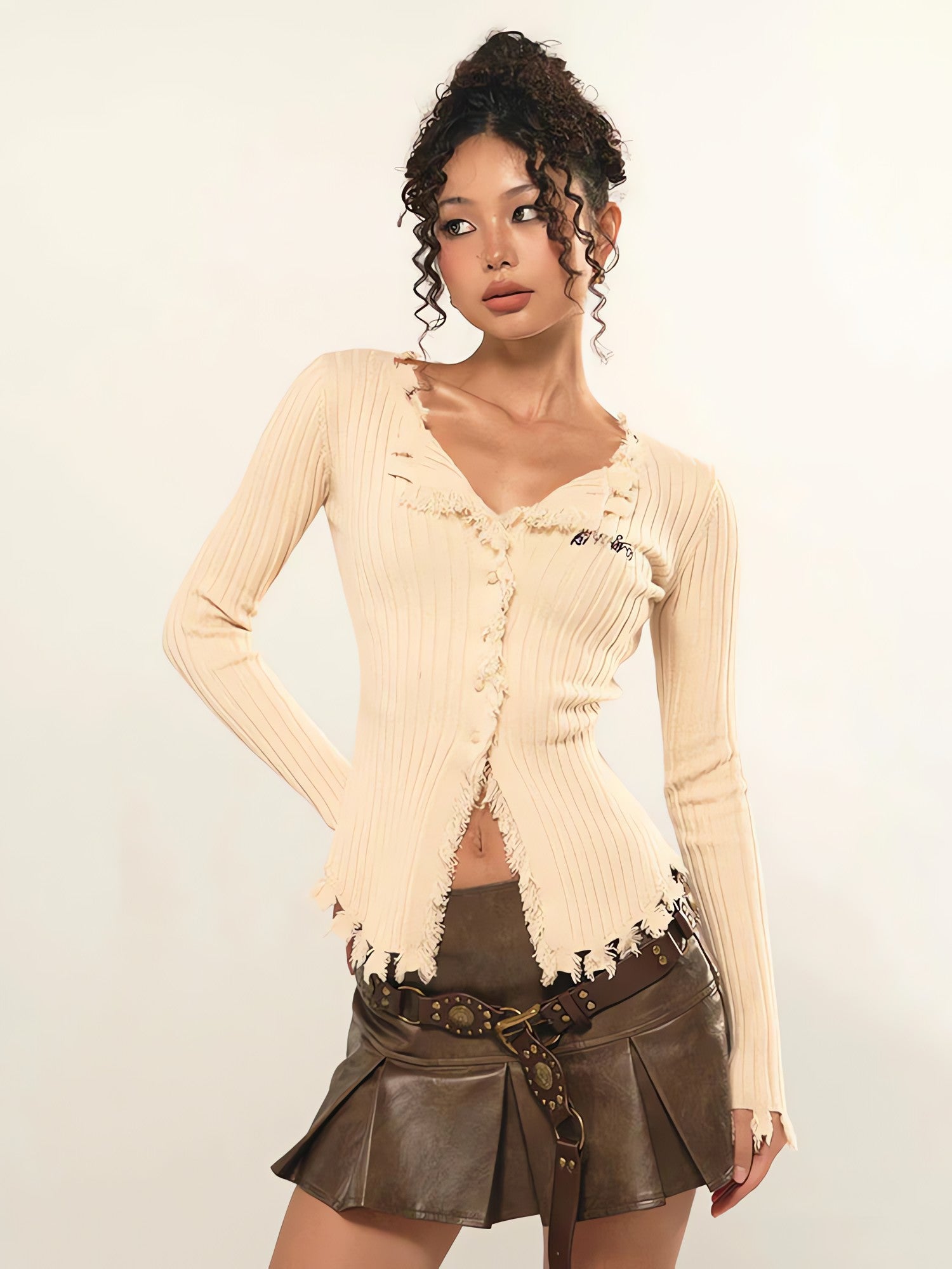 Fairy Grunge Corduroy Distressed Cardigan - KAYSMAR