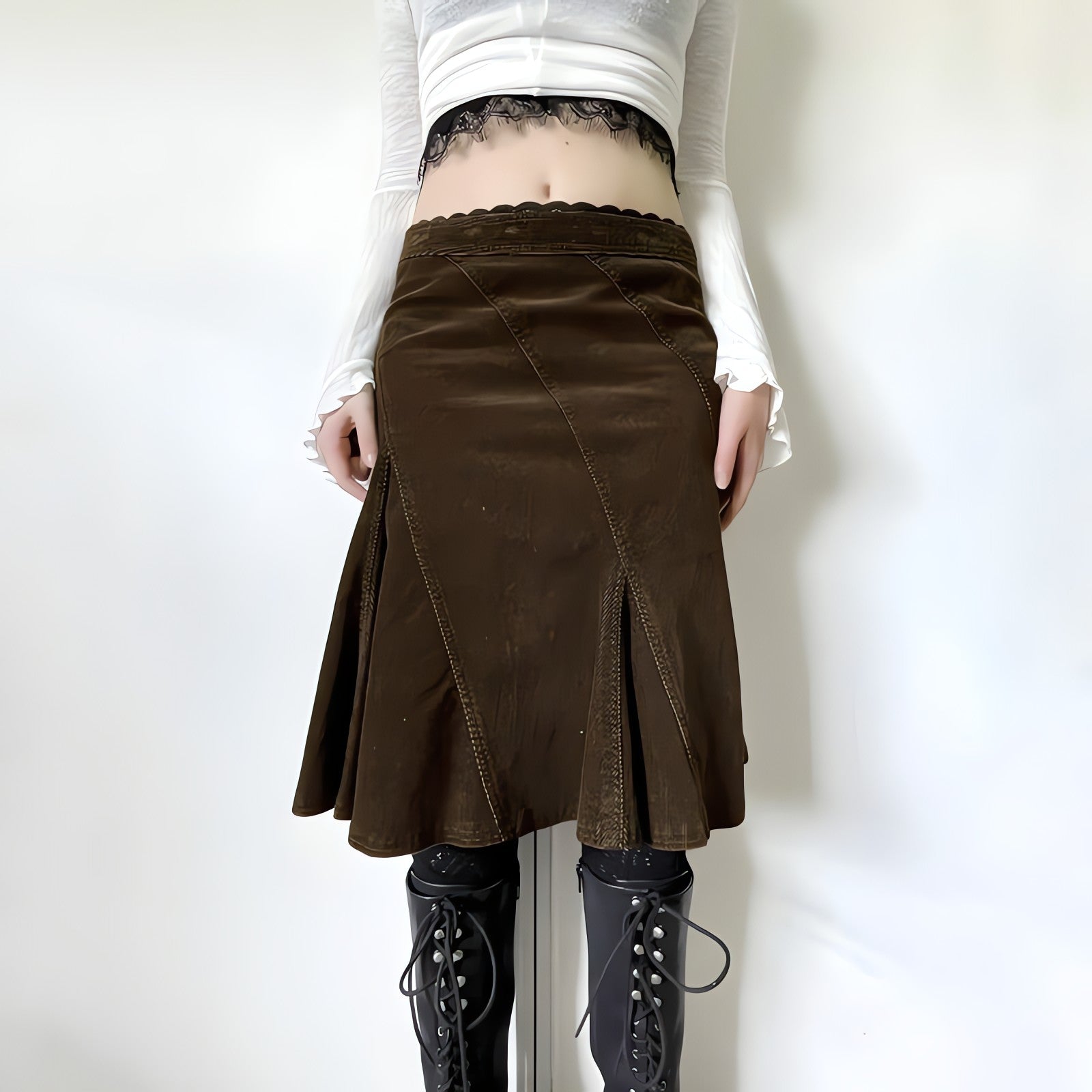Fairy Grunge Corduroy Midi Skirt