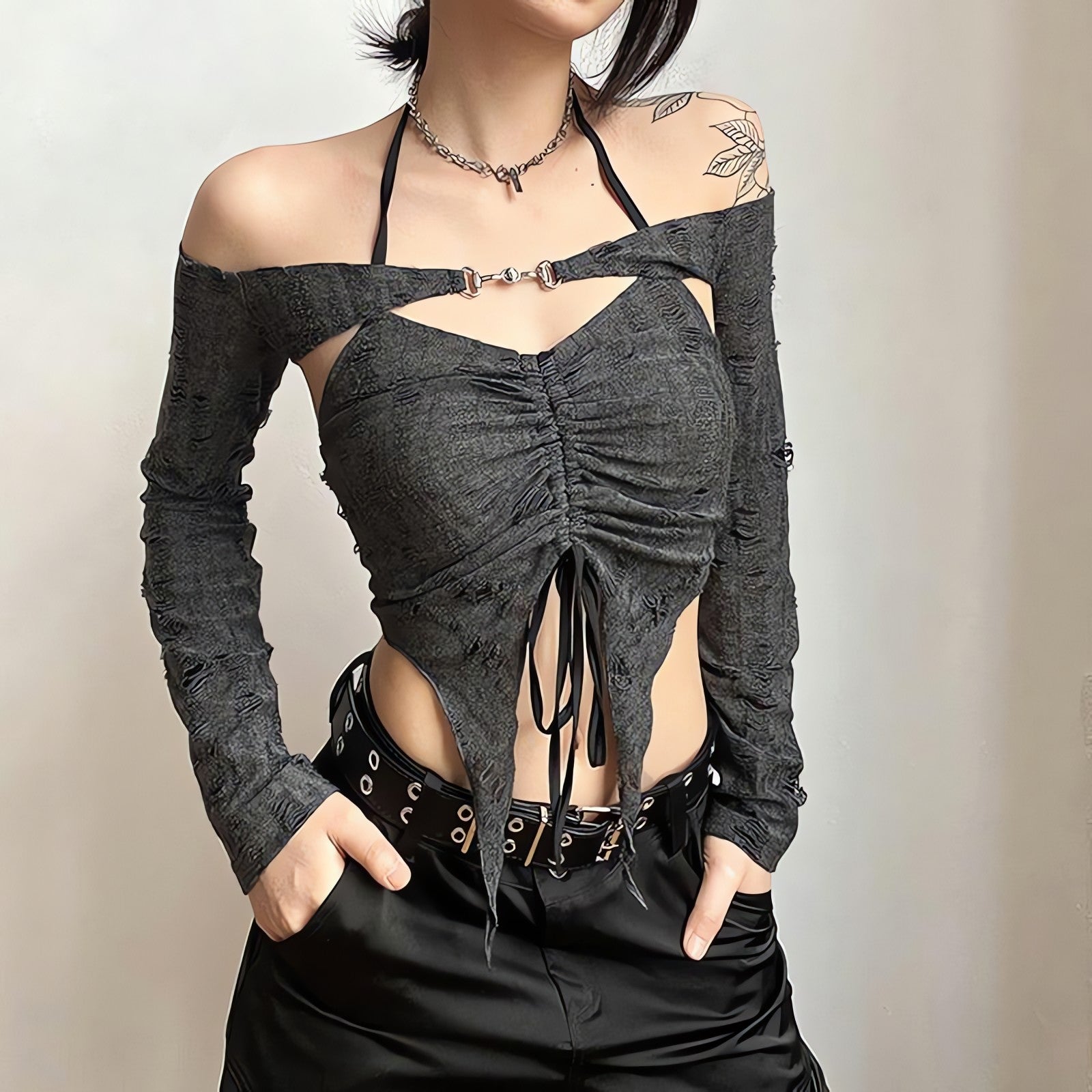 Fairy Grunge Detachable Sleeve Halter Top - KAYSMAR