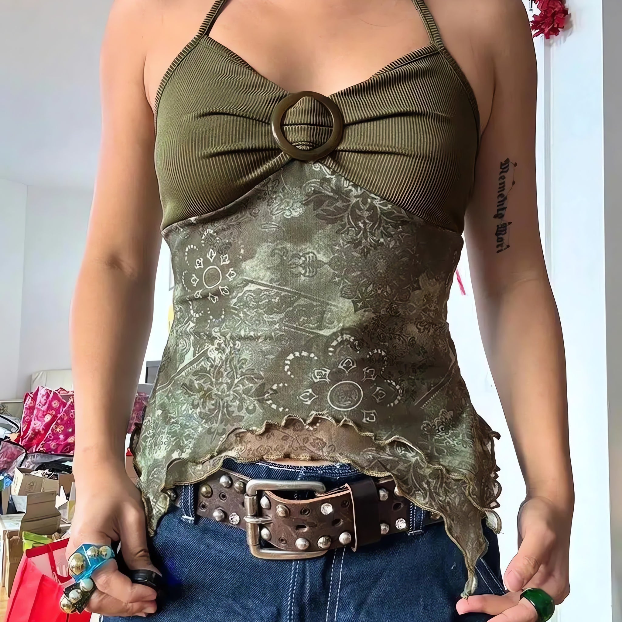 Fairy Grunge Floral Halter Neck Top - KAYSMAR