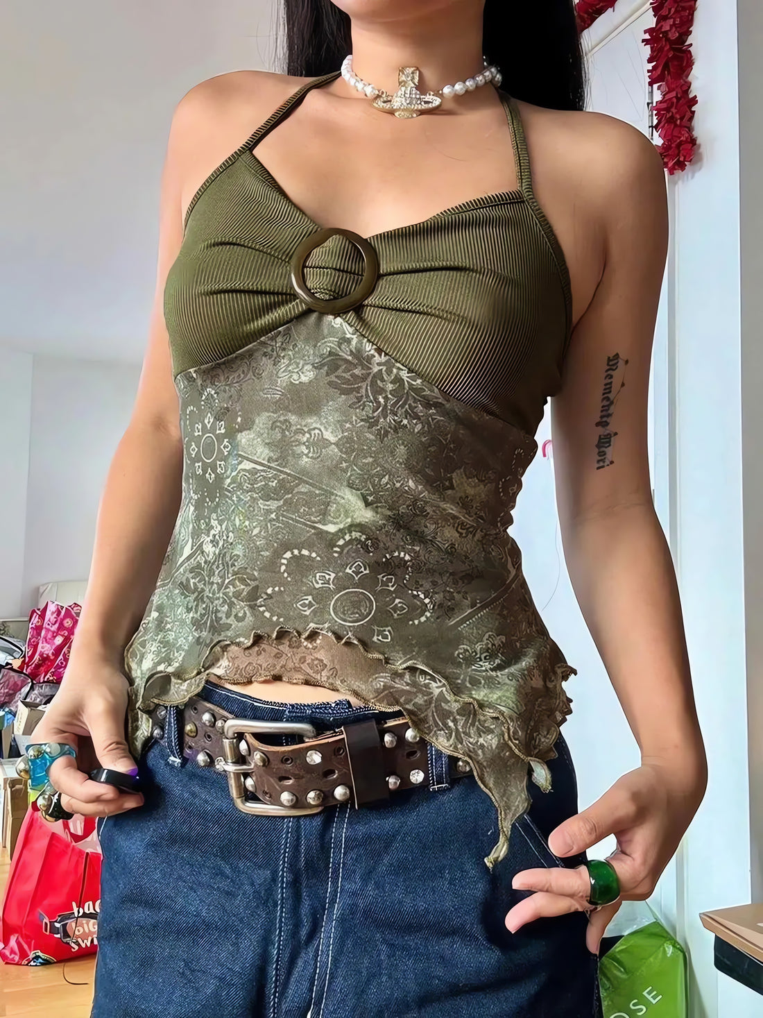 Fairy Grunge Floral Halter Neck Top - KAYSMAR