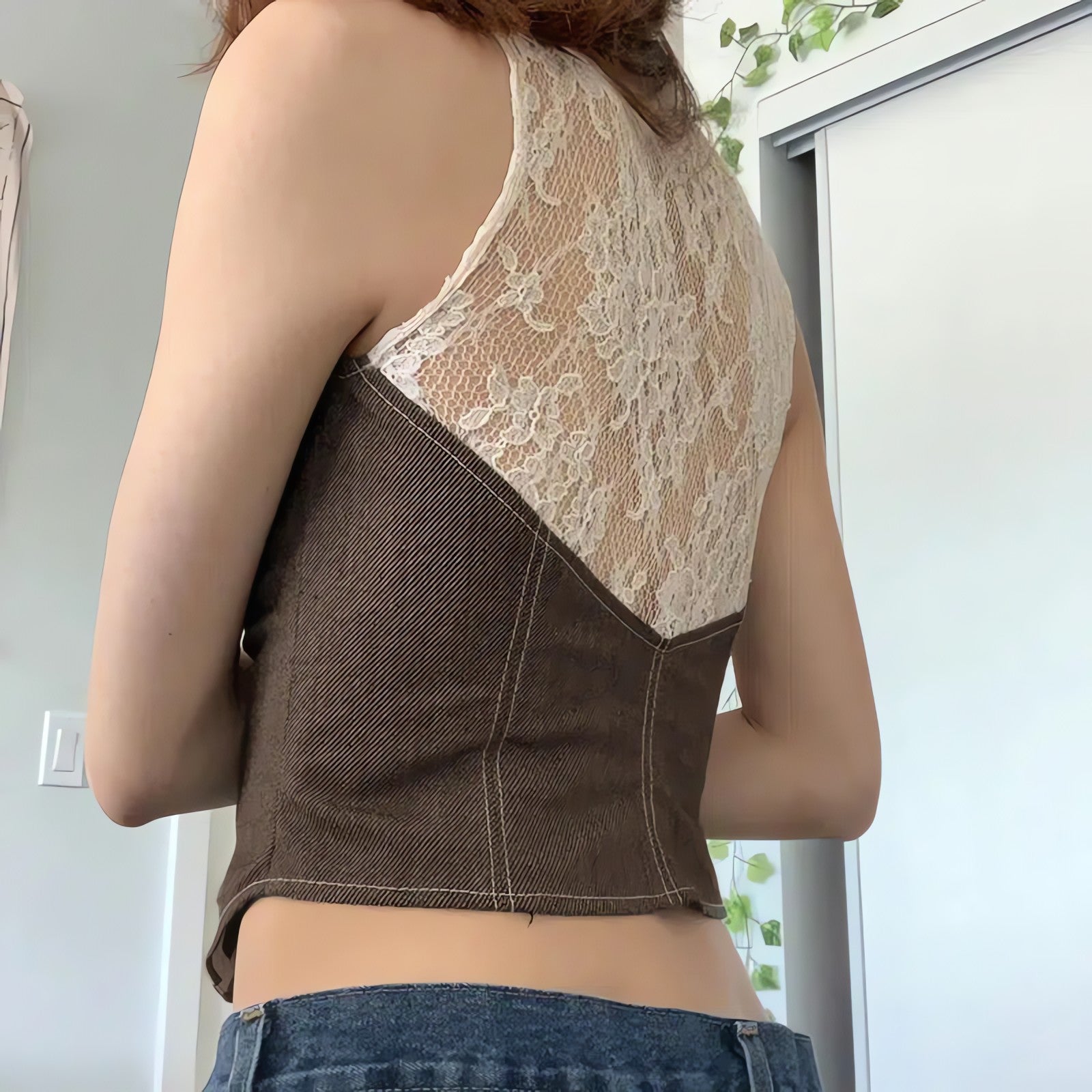 Fairy Grunge Lace Back Vest - KAYSMAR