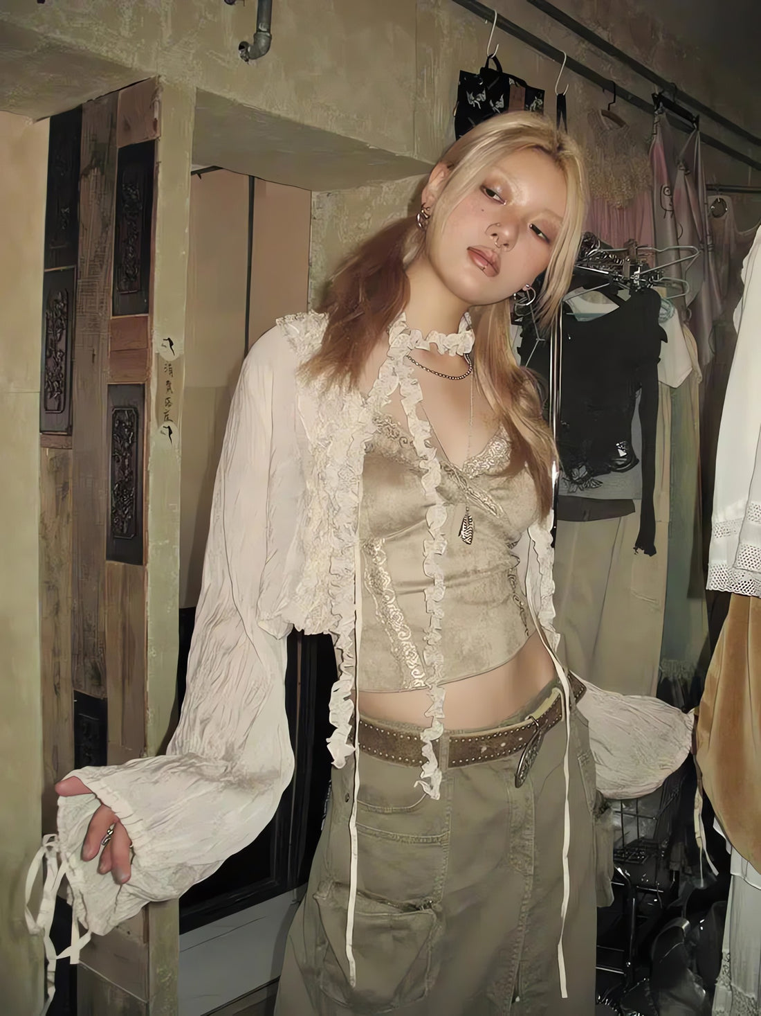 Fairy Grunge Ruffled Crop Cardigan - KAYSMAR