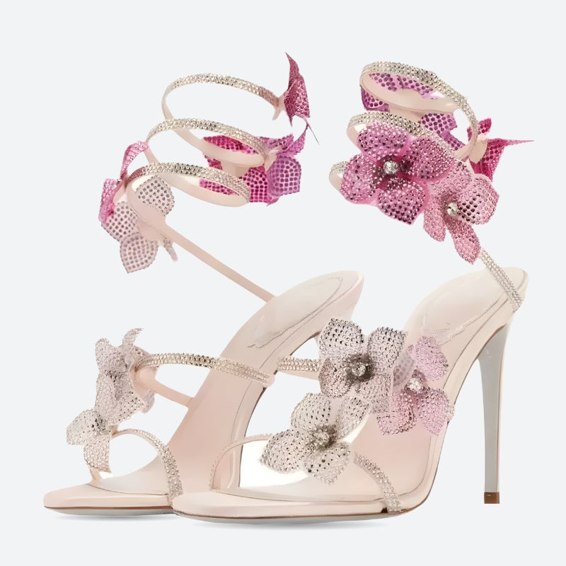Fairycore Floral Rhinestone Heels - KAYSMAR