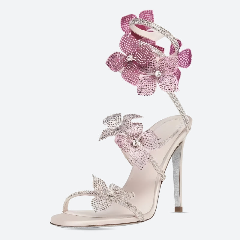 Fairycore Floral Rhinestone Heels - KAYSMAR