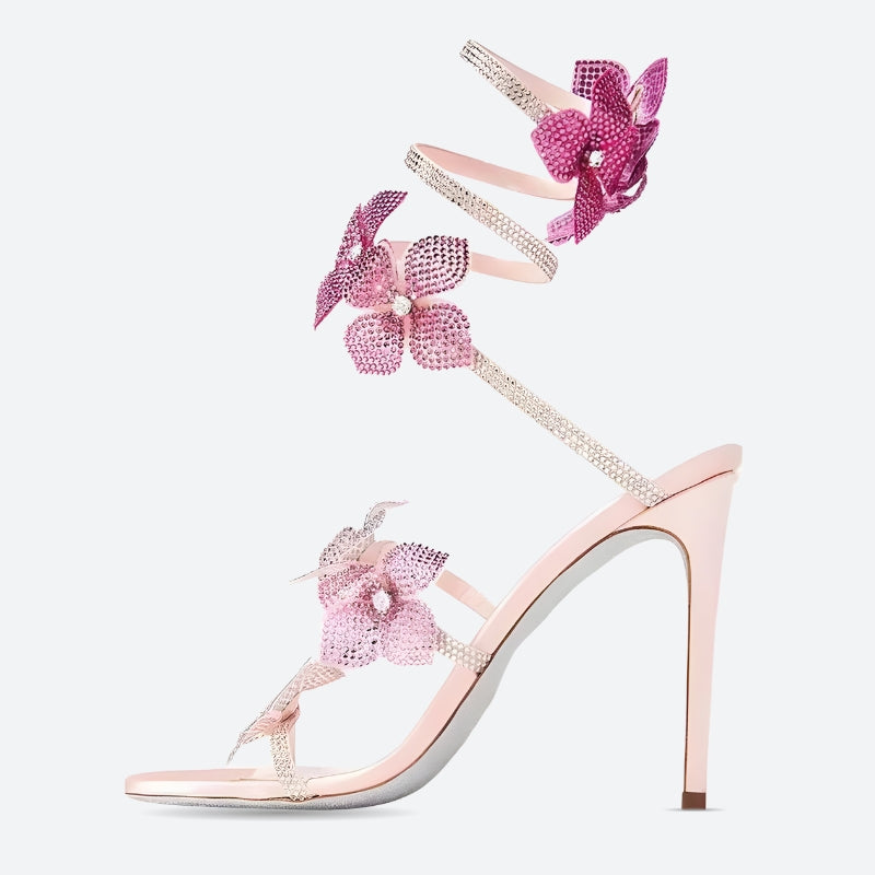 Fairycore Floral Rhinestone Heels - KAYSMAR