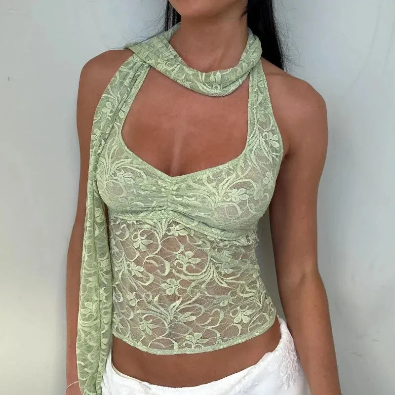Fairycore Lace Halter Top - KAYSMAR