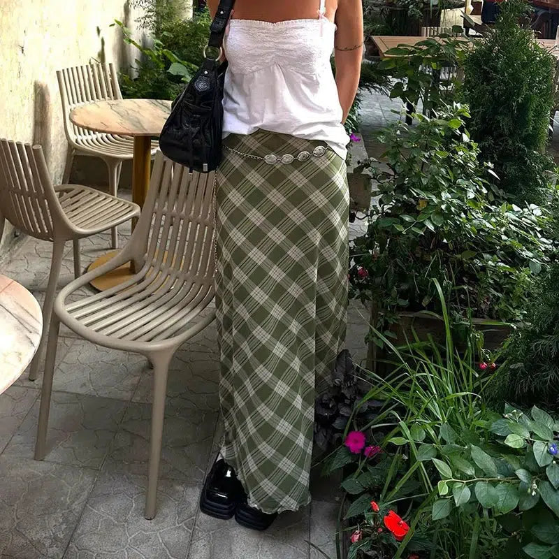 Fairycore Plaid Maxi Skirt - KAYSMAR