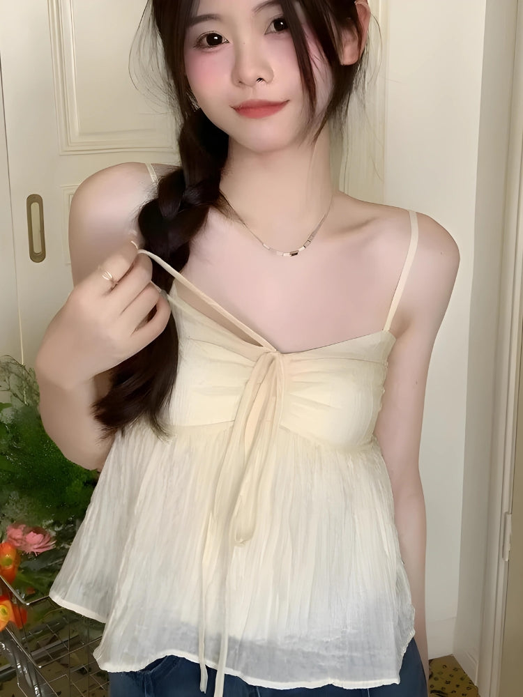 Fairycore Ruched Bust Lace Up Top - KAYSMAR