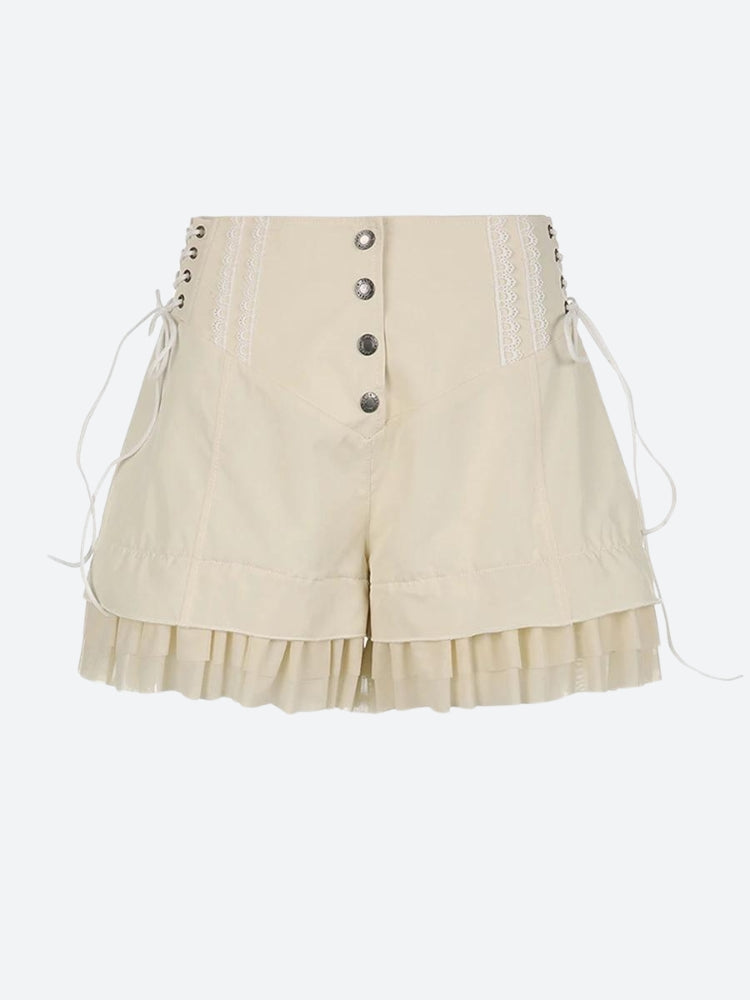 Fairycore Ruffled Lace Up Shorts - KAYSMAR