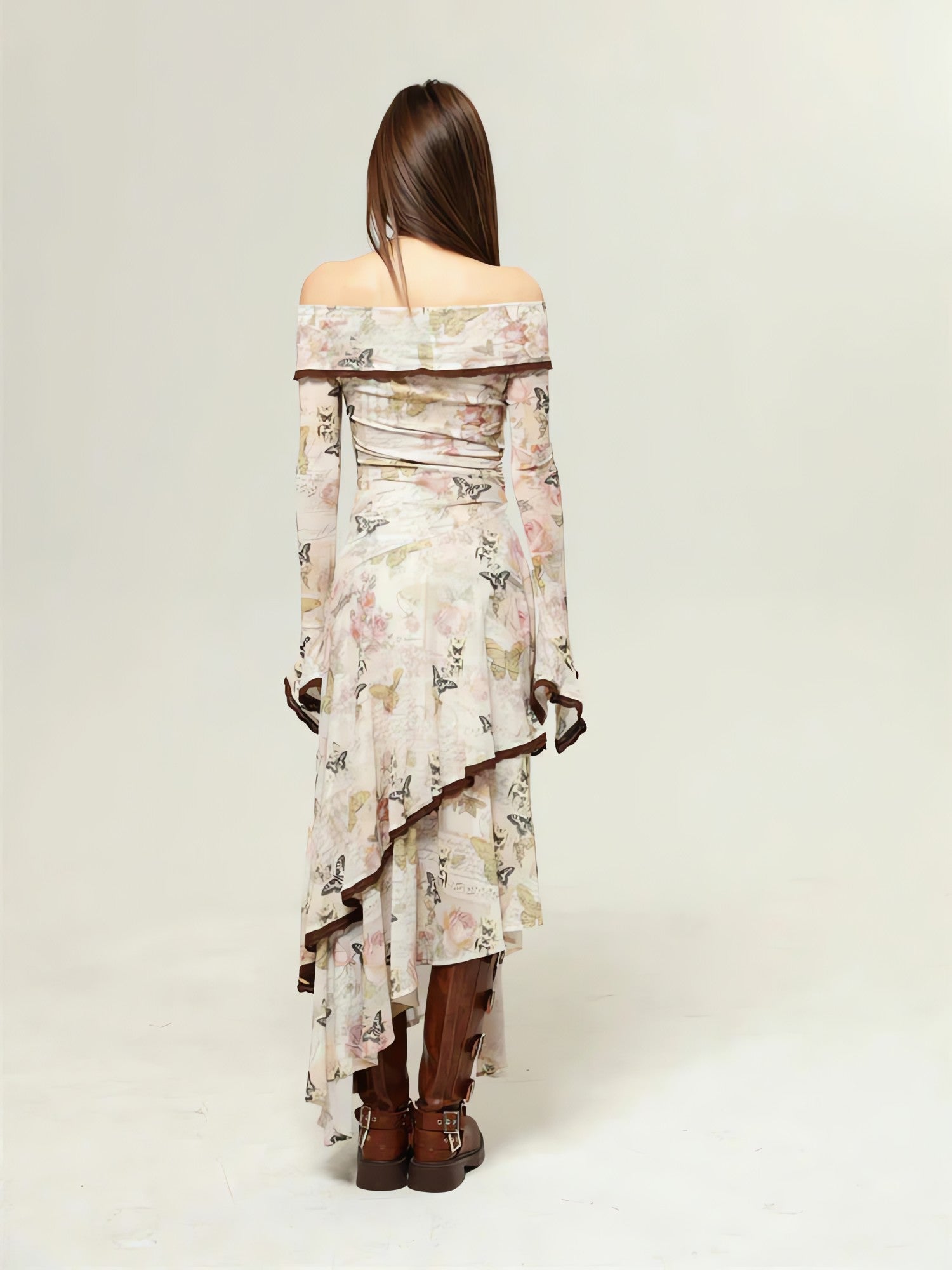 Fairycore Butterfly Off Shoulder Midi Dress - KAYSMAR