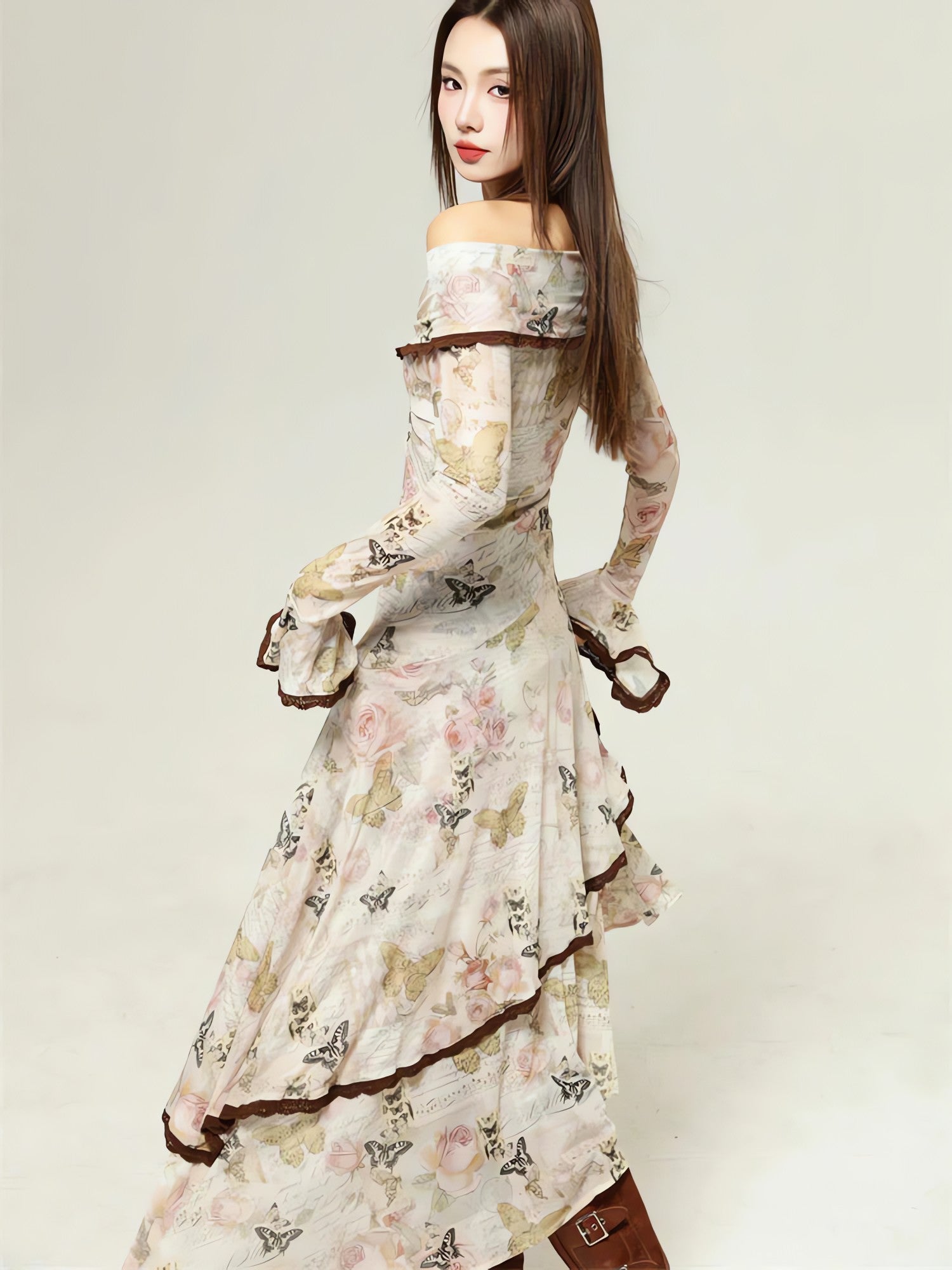 Fairycore Butterfly Off Shoulder Midi Dress - KAYSMAR