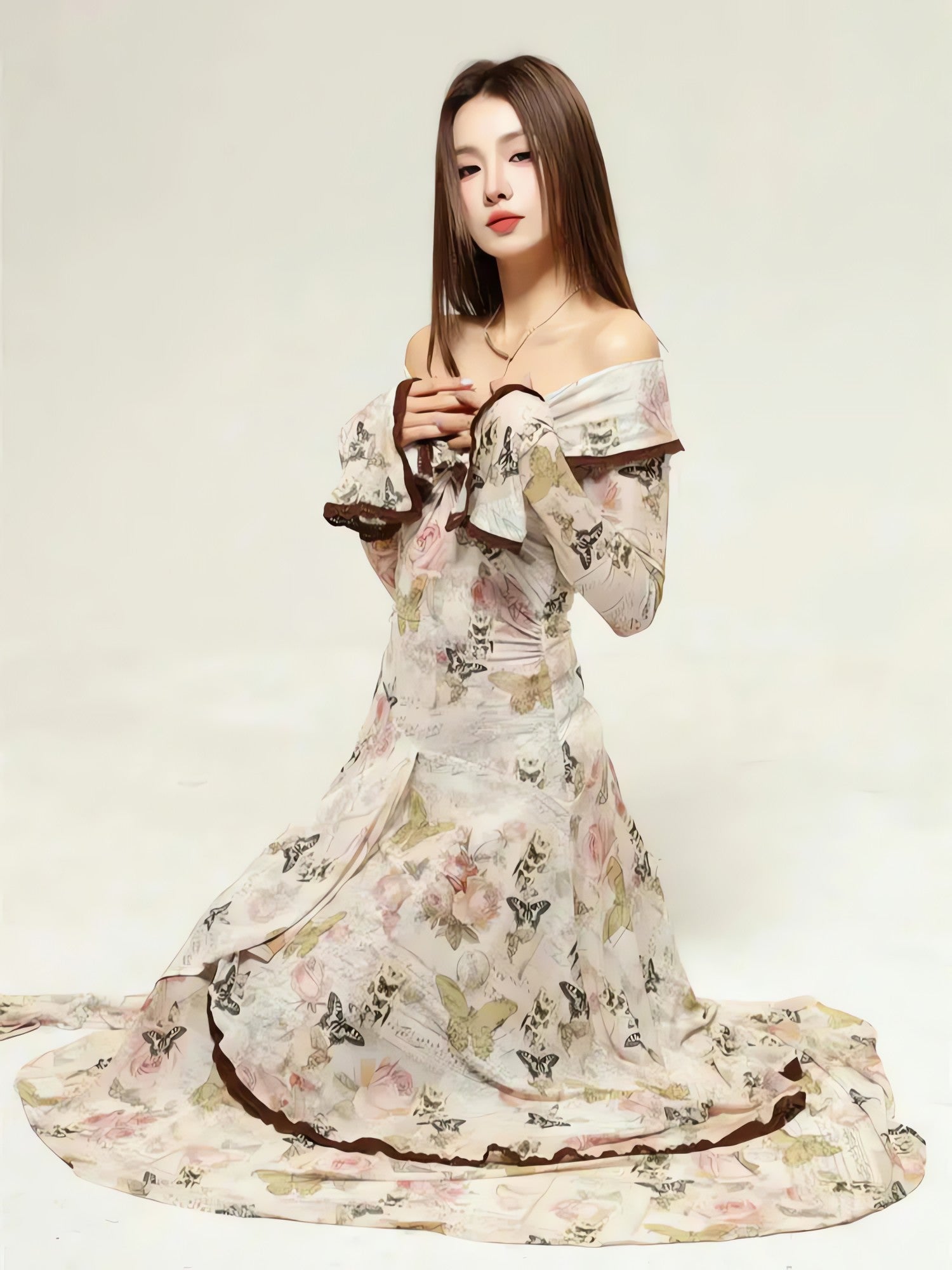 Fairycore Butterfly Off Shoulder Midi Dress - KAYSMAR