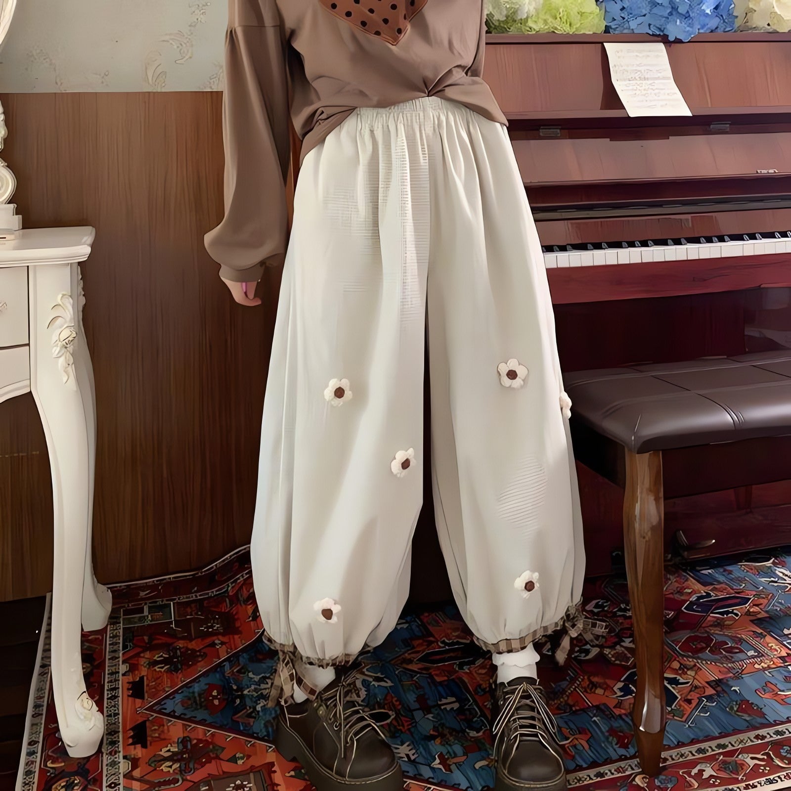 Fairycore Floral Pants - KAYSMAR