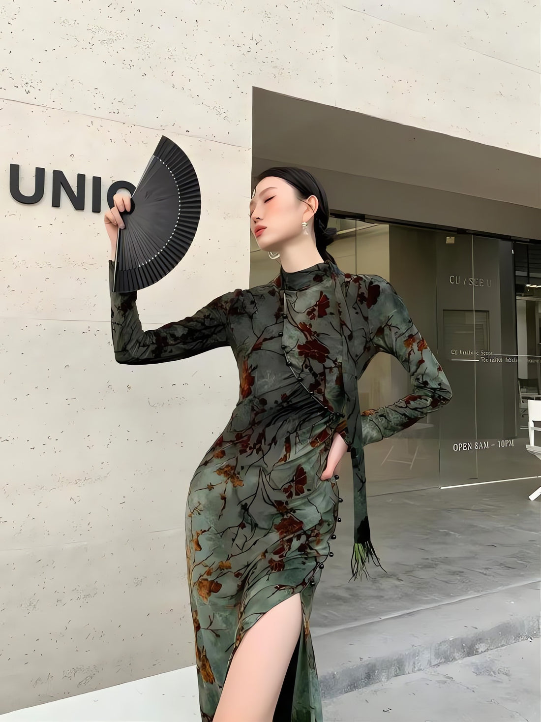 Fairycore Floral Slit Qipao Mini Dress - KAYSMAR