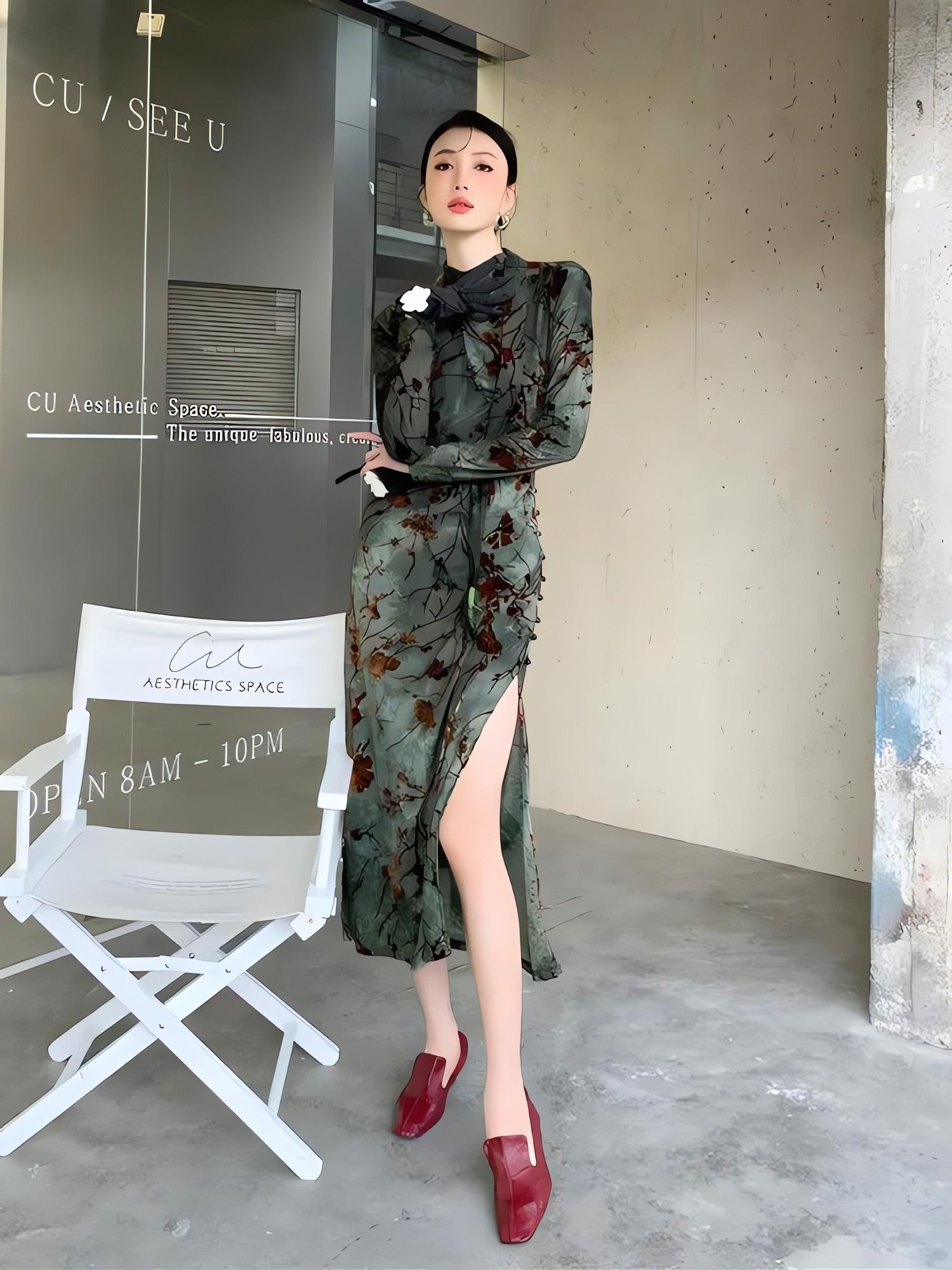 Fairycore Floral Slit Qipao Mini Dress - KAYSMAR