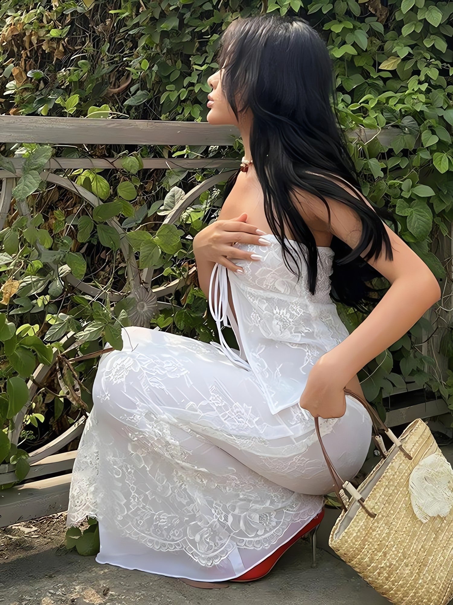 Fairycore Lace Strapless Top & Maxi Skirt Two Piece Set - KAYSMAR