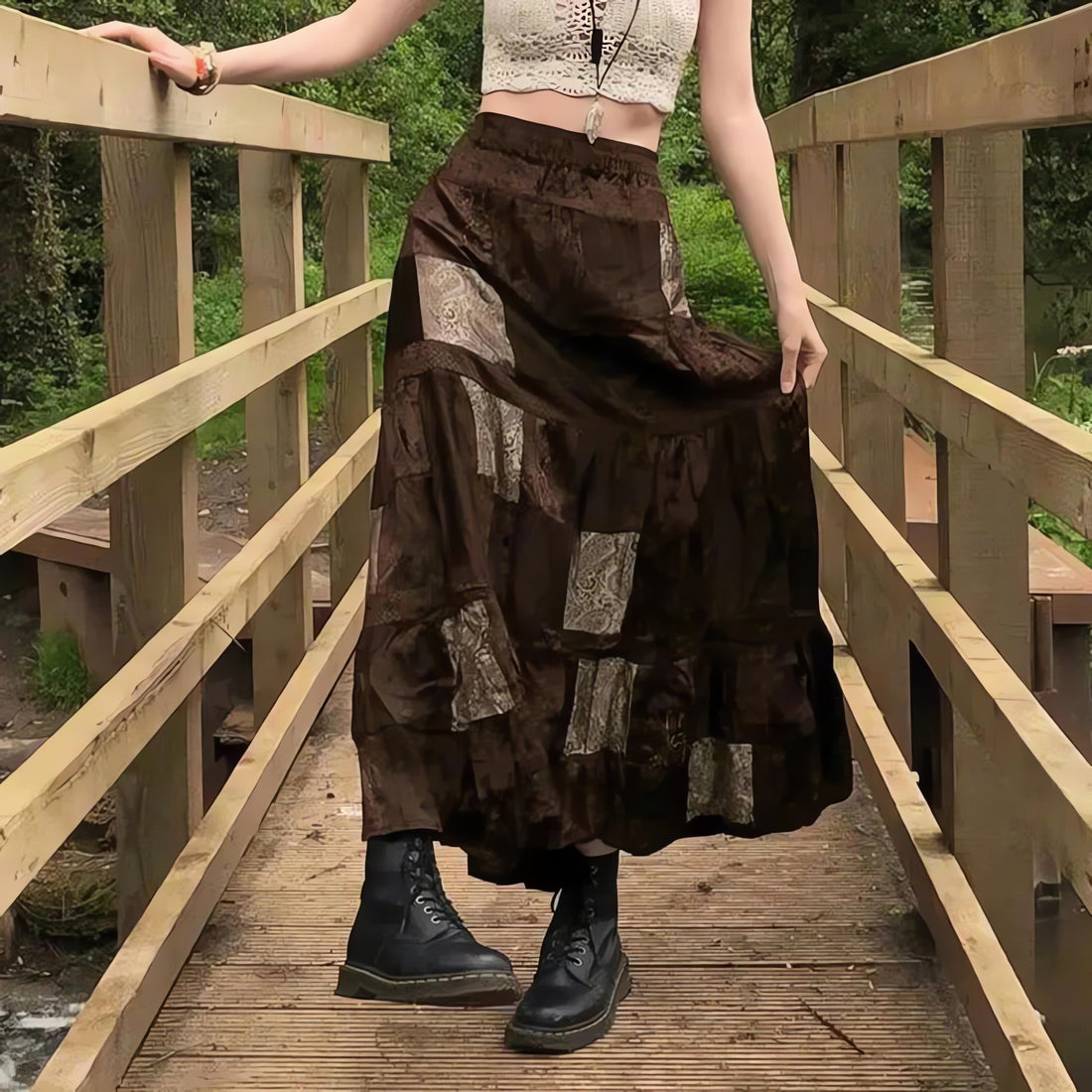 Fairycore Patchwork Maxi Skirt - KAYSMAR