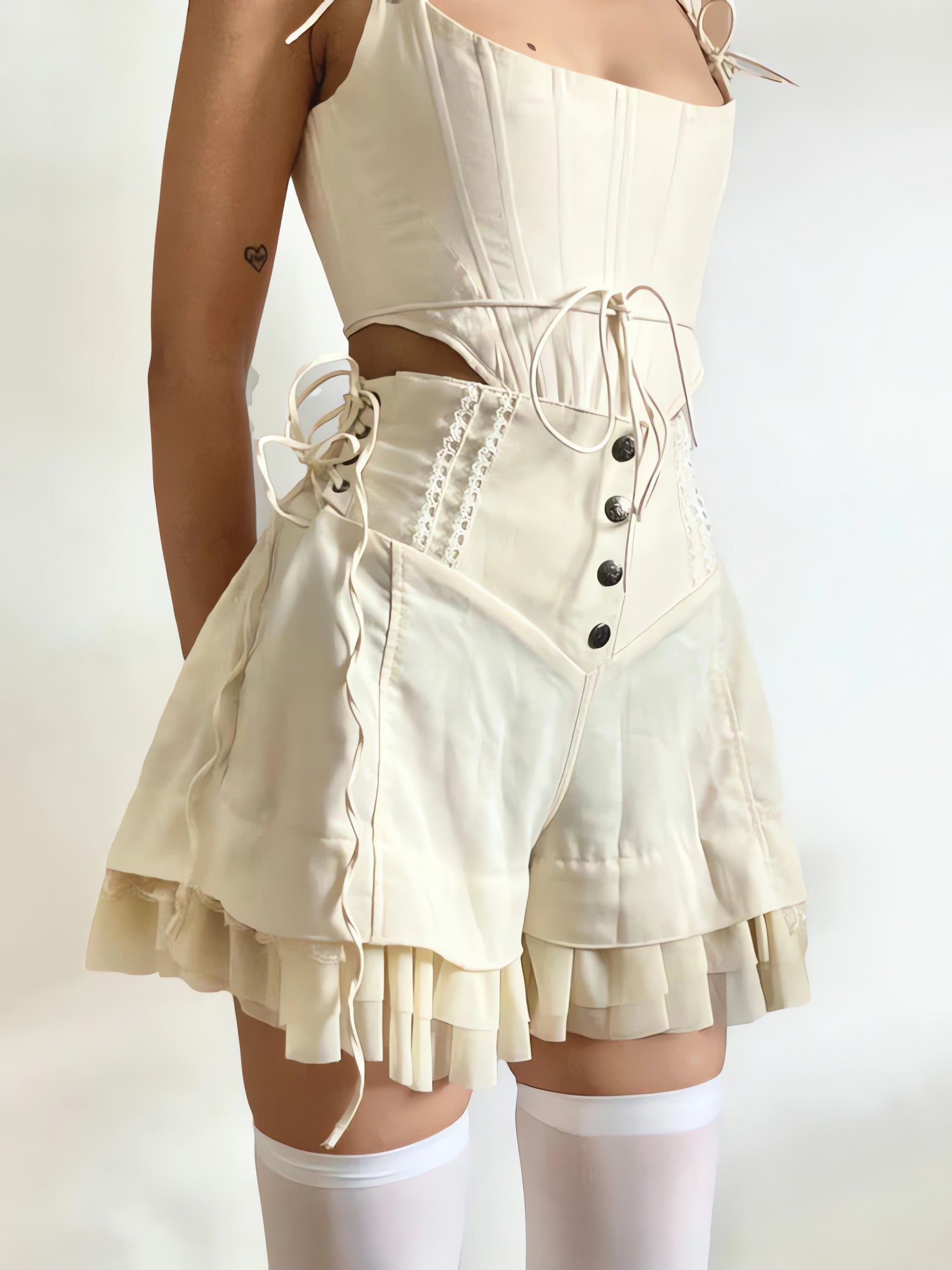Fairycore Ruffled Lace Up Shorts - KAYSMAR