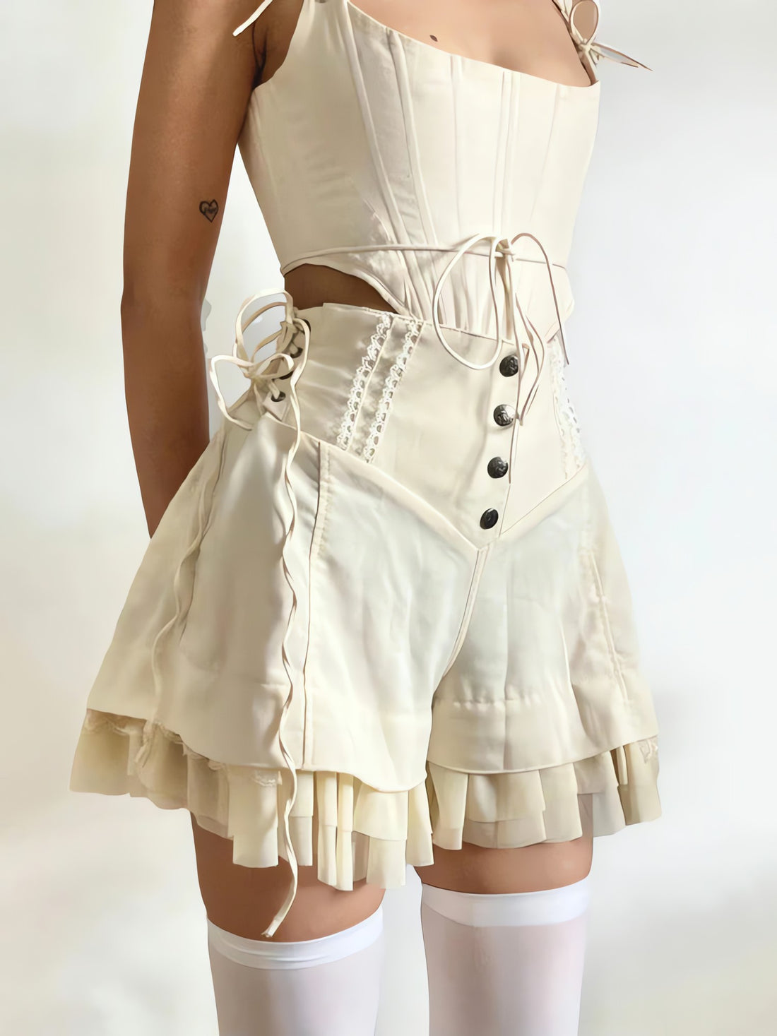 Fairycore Ruffled Lace Up Shorts - KAYSMAR
